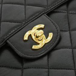 Pre Owned Chanel Black Lambskin Leather Shoulder Bag