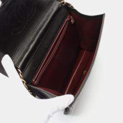 Pre Owned Chanel Matelasse Single Flap Shoulder Bag Lambskin (Sheepskin) Black