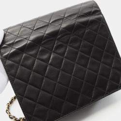 Pre Owned Chanel Matelasse Single Flap Shoulder Bag Lambskin (Sheepskin) Black