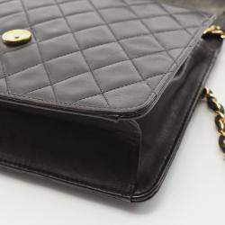 Pre Owned Chanel Matelasse Single Flap Shoulder Bag Lambskin (Sheepskin) Black