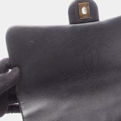 Pre Owned Chanel Matelasse Top Handle Shoulder Bag In Lambskin Leather Navy Blue