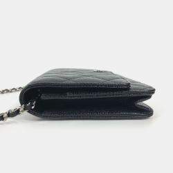 مملوكة مسبقًا Chanel  Quilted Cc Matelasse Coco Mark Chain Wallet Shoulder Bag Long Caviar Skin Black