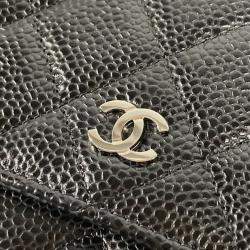 مملوكة مسبقًا Chanel  Quilted Cc Matelasse Coco Mark Chain Wallet Shoulder Bag Long Caviar Skin Black