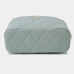 Pre Owned Chanel Matelasse Coco Mark Chain Hobo Bag In Caviar Skin Mint Blue