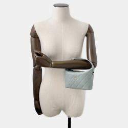 Pre Owned Chanel Matelasse Coco Mark Chain Hobo Bag In Caviar Skin Mint Blue