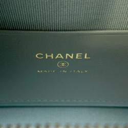 Pre Owned Chanel Matelasse Coco Mark Chain Hobo Bag In Caviar Skin Mint Blue