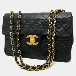 مملوكة مسبقًا Chanel Double Chain Deca Matelasse 34 2-Way Bag Shoulder Leather Black