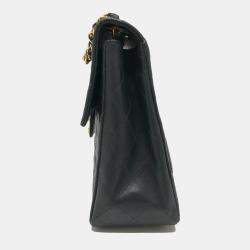 مملوكة مسبقًا حقيبة كتف شانيل سلسلة مزدوجة دكا مارك كوكو ماتيلساي 34 جلد الخروف سوداء