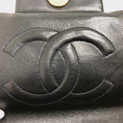 مملوكة مسبقًا حقيبة كتف شانيل سلسلة مزدوجة دكا مارك كوكو ماتيلساي 34 جلد الخروف سوداء