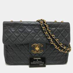 مملوكة مسبقًا حقيبة كتف شانيل سلسلة مزدوجة دكا مارك كوكو ماتيلساي 34 جلد الخروف سوداء