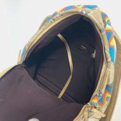 Pre Owned حقيبة ظهر شانيل شعار CC رسومات الكتابة على الجدران جلد كانفاس ذهبي