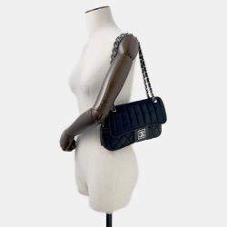 Pre Owned Chanel Chain Shoulder Bag Matelasse Coco Mark Sport Line Single Flap Porcelain Canvas Black