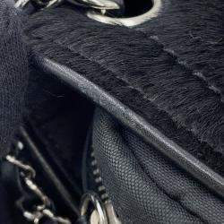 Pre Owned Chanel Chain Shoulder Bag Matelasse Coco Mark Sport Line Single Flap Porcelain Canvas Black