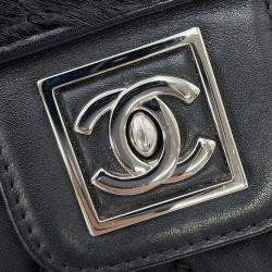 Pre Owned Chanel Chain Shoulder Bag Matelasse Coco Mark Sport Line Single Flap Porcelain Canvas Black