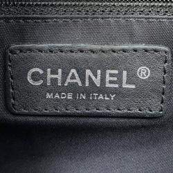 Pre Owned Chanel Chain Shoulder Bag Matelasse Coco Mark Sport Line Single Flap Porcelain Canvas Black