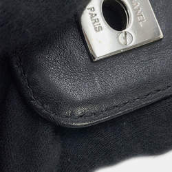 Pre Owned Chanel Chain Shoulder Bag Matelasse Coco Mark Sport Line Single Flap Porcelain Canvas Black