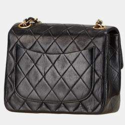 مملوكة مسبقًا حقيبة شانيل شان كوكو علامة ماتيلسي صغيرة جلد الخروف أسود