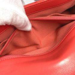 Pre Owned Chanel  Cc Coco Mark Matelasse Jeweled Double Chain Bag With Flap Shoulder In Lambskin Red