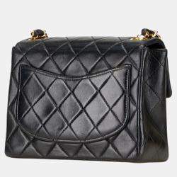 Pre Owned Chanel Mini Matelasse Coco Mark Chain Shoulder Bag In Black Lambskin