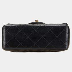 Pre Owned Chanel Mini Matelasse Coco Mark Chain Shoulder Bag In Black Lambskin