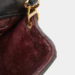 Pre Owned Chanel Mini Matelasse Coco Mark Chain Shoulder Bag In Black Lambskin