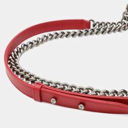 Pre Owned حقيبة شانيل كتف سلسلة علامة كوكو ماتيلّاسي بوي شانيل  لامبسكين وردي فاتح فوكسيا