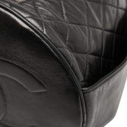 مملوكة مسبقًا حقيبة كتف بسلسلة شانيل ماتلاسيه جيب برباط جلد خروف أسود