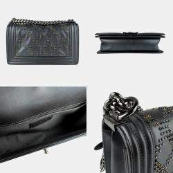 Pre Owned حقيبة شانيل بوي كتف جلد وياقوتي رمادي