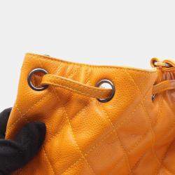 مملوكة مسبقًا حقيبة ظهر شانيل ماتلاس جلد العجل برتقالي