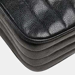 Pre Owned حقيبة كتف شانيل سلسلة مارك كوكو مادوموازيل جلد كافيار أسود