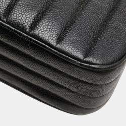 Pre Owned حقيبة كتف شانيل سلسلة مارك كوكو مادوموازيل جلد كافيار أسود