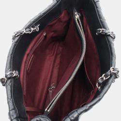 Pre Owned Chanel Matelasse Chain Tote Bag In Lambskin Leather Black