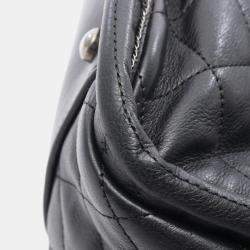 Pre Owned Chanel Matelasse Chain Tote Bag In Lambskin Leather Black