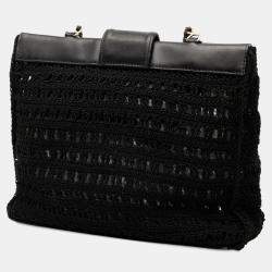 مملوكة مسبقًا Chanel Black CC Crochet Raffia Chain Tote