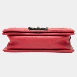 Pre Owned حقيبة شانيل قلاب بوي مبطنة كافيار أحمر صغير