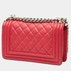 Pre Owned حقيبة شانيل قلاب بوي مبطنة كافيار أحمر صغير