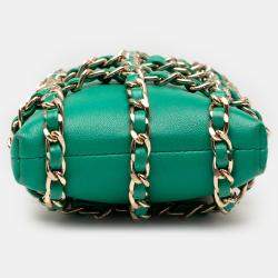 مملوكة مسبقًا Chanel Green Chanel Lambskin Tech Me Out Clutch With Chain