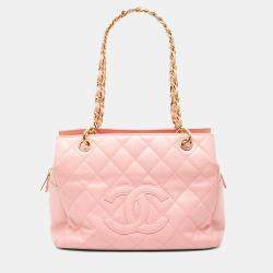 Pre Owned Chanel Pink Petite Caviar Timeless Tote