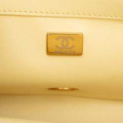 Pre Owned Chanel Yellow Mini Rectangular Classic Lambskin Sweet Camellia Flap