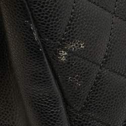 Pre Owned حقيبة يد شانيل "غراند شوبر" جلد كافيار أسود مبطن