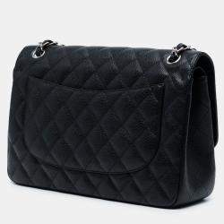 Pre Owned Chanel Black Jumbo Classic Caviar Double Flap