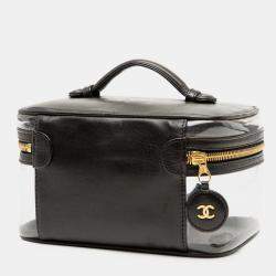 مملوكة مسبقًا حقيبة شانيل فانتي سوداء بيضاء سي سي من الفينيل وجلد العجل