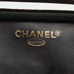 مملوكة مسبقًا حقيبة شانيل فانتي سوداء بيضاء سي سي من الفينيل وجلد العجل