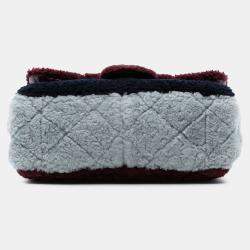 مملوكة مسبقًا Chanel Red Medium Tricolor CC Quilted Shearling Single Flap