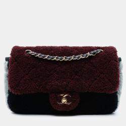 مملوكة مسبقًا Chanel Red Medium Tricolor CC Quilted Shearling Single Flap