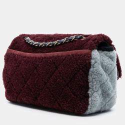 مملوكة مسبقًا Chanel Red Medium Tricolor CC Quilted Shearling Single Flap