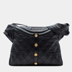 Pre Owned Chanel Black Quilted Lambskin Girl Shoulder Bag