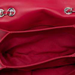 Pre Owned حقيبة قلاب شانيل بثلاثة طيات وردي متوسطة مضلعة جلد الحمل