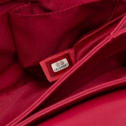 Pre Owned حقيبة قلاب شانيل بثلاثة طيات وردي متوسطة مضلعة جلد الحمل