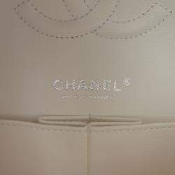Pre Owned حقيبة شانيل كلاسيك ميديم قلاب مزدوج قماش مبطن أزهار أبيض تشيفرون